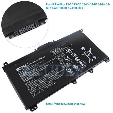 Pin Laptop HP Pavilion TF03XL 15-CC 15-CD 15-CK 14-BF 14-BK 14-BP 17-AR - Chính Hãng Mới 100% - Bảo Hành Đổi Mới 100%
