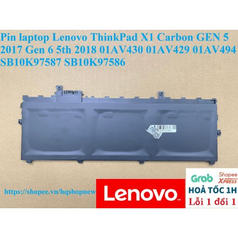 Pin Laptop Lenovo ThinkPad X1 Carbon Gen 5 2017/Gen 6 2018 - Dung Lượng 57Wh, Bảo Hành 5 Tháng, Chất Lượng Cao, Sản Phẩm Mới 100%