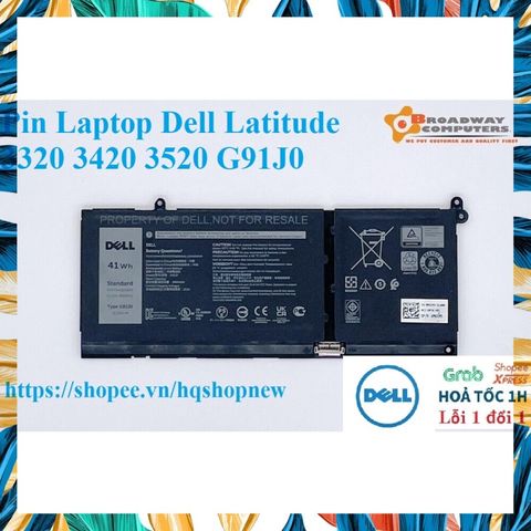 Pin Laptop Dell Latitude G91J0 41Wh, Thay Thế Cho Model 3320 3420 3520, Đen - Phụ Kiện Chất Lượng Cao Chính Hãng
