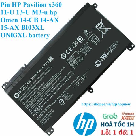Pin Laptop HP Pavilion x360 11-U 13-U M3-u Omen 14-CB 14-AX 15-AX BI03XL ON03XL - Pin Li-ion 3 Cell Chính Hãng, Bảo Hành 6 Tháng