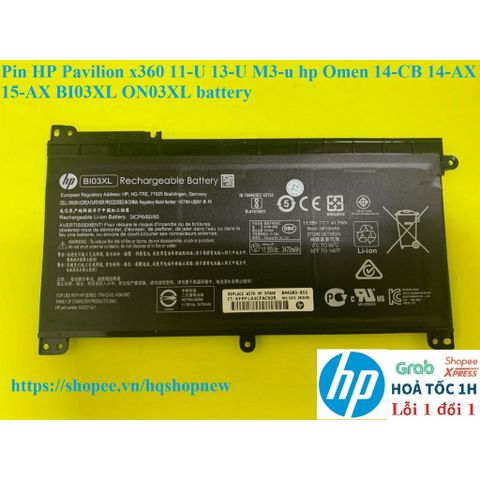 Pin Laptop HP Pavilion x360 11-U 13-U M3-u Omen 14-CB 14-AX 15-AX BI03XL ON03XL - Pin Li-ion 3 Cell Chính Hãng, Bảo Hành 6 Tháng