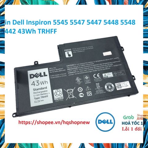 Pin Laptop Chính Hãng Dell Inspiron 5545 5547 5447 5448 5548 5442 - 43Wh Đen, Bảo Hành 100% và Giao Hàng Đúng Đơn