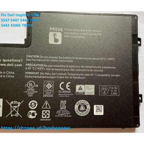 Pin Laptop Chính Hãng Dell Inspiron 5545 5547 5447 5448 5548 5442 - 43Wh Đen, Bảo Hành 100% và Giao Hàng Đúng Đơn