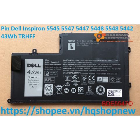 Pin Laptop Chính Hãng Dell Inspiron 5545 5547 5447 5448 5548 5442 - 43Wh Đen, Bảo Hành 100% và Giao Hàng Đúng Đơn