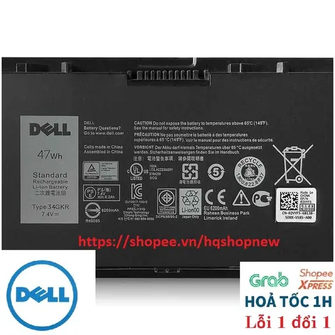 [54W - 47W] Pin laptop DELL Latitude E7420 E7440 E7450 34GKR T19VW PFXCR F38HT 5K1GW G95J5 3RNFD MGH81 KR71X PFXCR PHỤ K