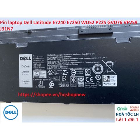 Pin Laptop Dell Latitude E7240 E7250 52W - Phụ Kiện Chất Lượng Cao, Bảo Hành Nhanh Chóng, Thiết Kế Chính Hãng