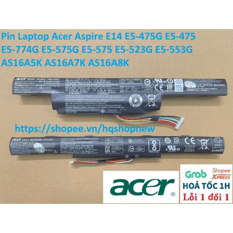 [Pin zin] Pin Laptop Acer Aspire E14 E5-475G E5-475 E5-774G E5-575G E5-575 E5-523G E5-553G AS16A5K AS16A7K AS16A8K PHỤ K