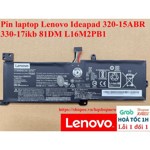 Pin Laptop Chính Hãng Lenovo Ideapad 320-15ABR 330-17IKB 81DM L16M2PB1 - Pin Li-ion 7.56V 30Wh 3968mAh Tương Thích