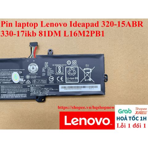 Pin Laptop Chính Hãng Lenovo Ideapad 320-15ABR 330-17IKB 81DM L16M2PB1 - Pin Li-ion 7.56V 30Wh 3968mAh Tương Thích