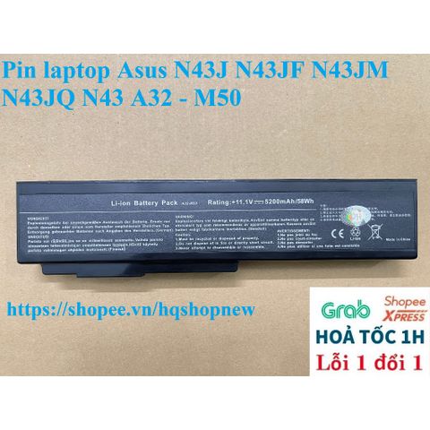 Pin Laptop Asus N43J N43JF N43JM N43JQ N43 A32 - M50, 6 Cell Đen, Pin Chính Hãng, Bảo Hành 100% - Phụ Kiện Laptop Chất Lượng Cao
