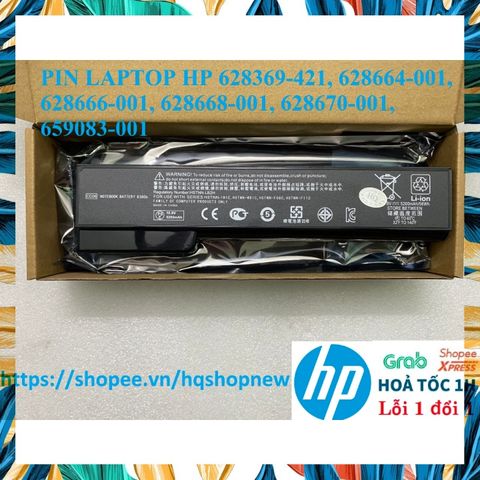 Pin Laptop HP 6 Cell Chính Hãng - Tương Thích Mẫu 628369-421, 628664-001, 628666-001, 628668-001, 628670-001, 659083-001