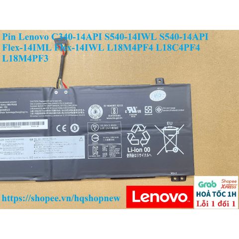 Pin Laptop Lenovo C340-14API S540-14IWL Flex-14IML L18M4PF4 50Wh Đen - Phụ Kiện Chất Lượng Cao, Bảo Hành 100%
