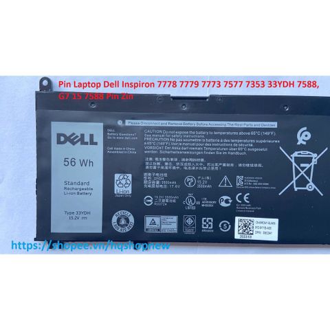 Pin Laptop Dell Inspiron 7778 7779 7773 7577 7353 33YDH 7588 - Pin Chính Hãng Đen 56 Wh - Phụ Kiện Laptop Uy Tín