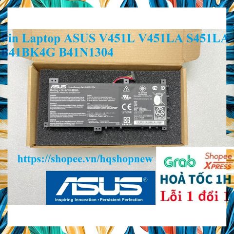 Pin Laptop ASUS V451L V451LA S451LA B41BK4G B41N1304 - Phụ Kiện Chính Hãng, Đen, 46W, Bảo Hành Mới 100%