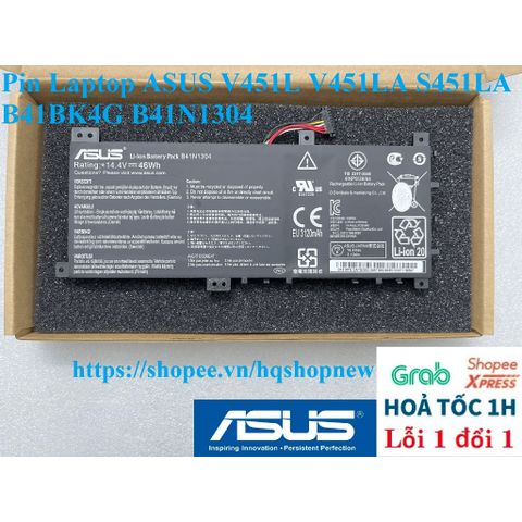 Pin Laptop ASUS V451L V451LA S451LA B41BK4G B41N1304 - Phụ Kiện Chính Hãng, Đen, 46W, Bảo Hành Mới 100%