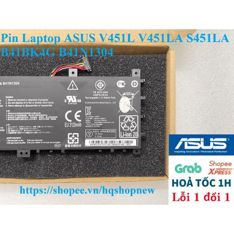 Pin Laptop ASUS V451L V451LA S451LA B41BK4G B41N1304 - Phụ Kiện Chính Hãng, Đen, 46W, Bảo Hành Mới 100%