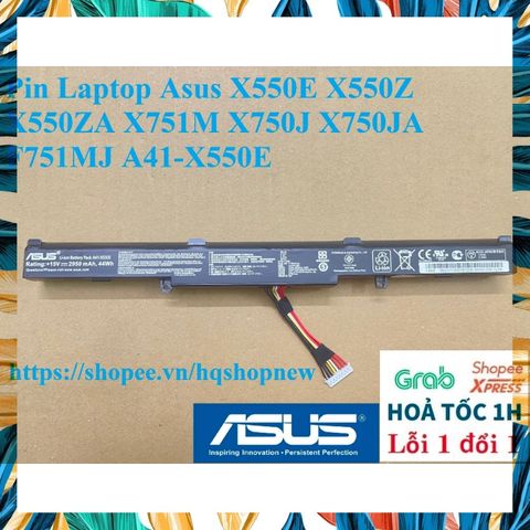 Pin Laptop Asus X550E X550Z X550ZA F751MJ A41-X550E - Pin 4 Cell Chất Lượng Cao, Đen, Cam Kết Bảo Hành 100%