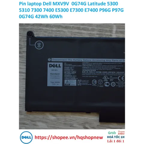 Pin laptop Dell Latitude 5300 5310 7300 7400 E5300 E7300 E7400 MXV9V 0G74G P96G P97G 42Wh 60Wh PHỤ KIỆN LAPTOP