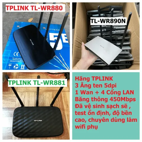 🔝 Bộ phát wifi TPLINK TL-WR880/TL-WR881/TL-890N  ( cũ ) xuyên tường 3 râu tốc độ cao băng thông 450Mbps