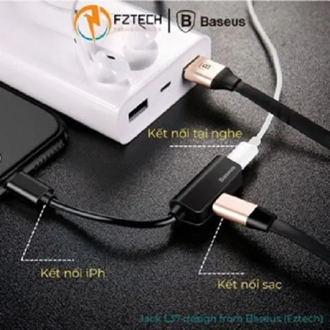 🔆  SALE - Jack chuyển tai nghe Type C to Type C và 3.5 audio Base L40 / Jack chuyển  1 Lightning to 2 Linhtning Base L3
