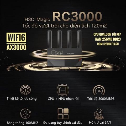 Bộ Phát WiFi 6 H3C Magic RC3000 - Router AX3000 Mbps, Hỗ Trợ MESH & Roaming, Phủ Sóng Tối Ưu Cho Diện Tích 120m² - Hàng Cũ Chất Lượng Cao