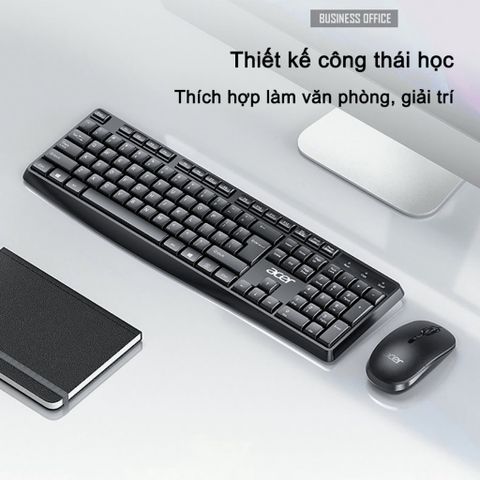 Bàn Phím không dây và chuột Acer LK41 2.4G hoạt động yên tĩnh nhạy Cho Mọi Thiết Bị Máy Tính, Laptop làm văn phòng cô
