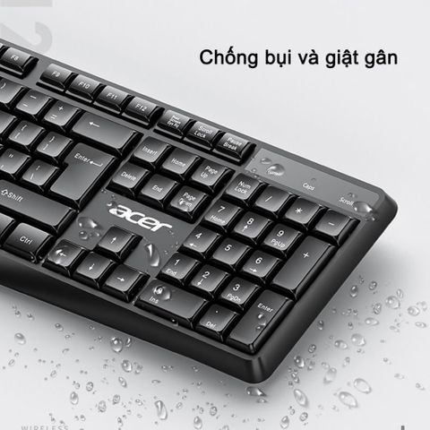 Bàn Phím không dây và chuột Acer LK41 2.4G hoạt động yên tĩnh nhạy Cho Mọi Thiết Bị Máy Tính, Laptop làm văn phòng cô