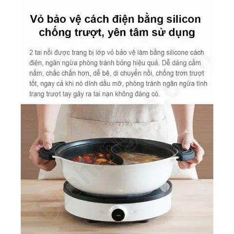Nồi Lẩu 2 Ngăn 2 Vị Xiaomi Mijia 4L - Nồi Điện Induction Bền, Chống Dính, Dùng Được Nhiều Món - Hàng Chính Hãng