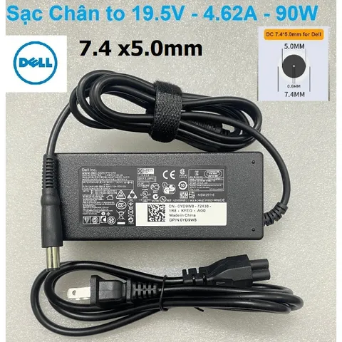 🔝 Sạc Laptop Dell 19.5V - 4.62A - 90W / 19.5V - 3.34A - 65W Chân to / Chân nhỏ Sạc máy tính