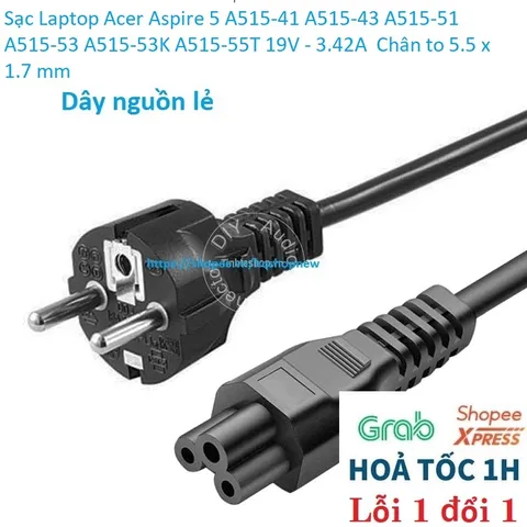 Sạc Laptop Acer Aspire 5 A515-41 A515-43 A515-51 A515-53 A515-53K A515-55T 19V - 3.42A  Chân to 5.5 x 1.7 mm PHỤ KIỆN LA
