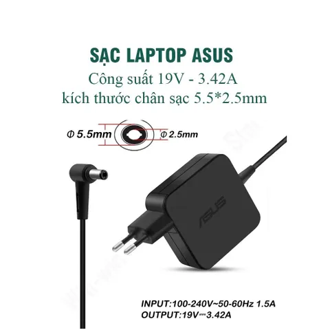 🔝 Sạc laptop Asus 19v-3.42A / 2.37A / 1.75A Loại tốt - Sạc ASUS chân to / nhỏ - sạc máy tính ASUS