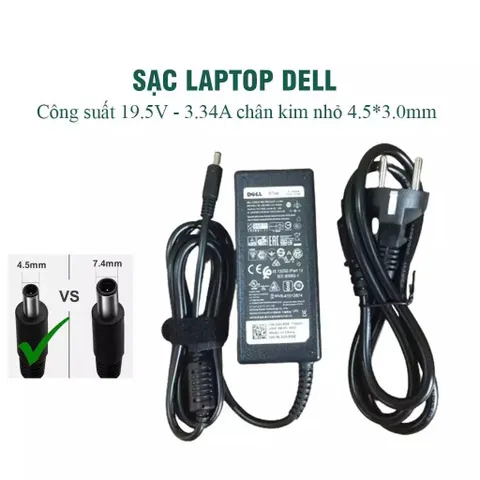 🔝 Sạc Laptop Dell 19.5V- 4.62A 90W / 19.5V- 3.34A 65W LOẠI TỐT - Sạc máy tính - Sạc dell chân kim to, chân kim nhỏ