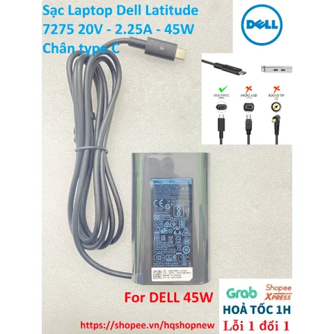 [Sạc zin] Sạc Laptop Dell Latitude 7275 20V - 2.25A - 45W Chân type C PHỤ KIỆN LAPTOP