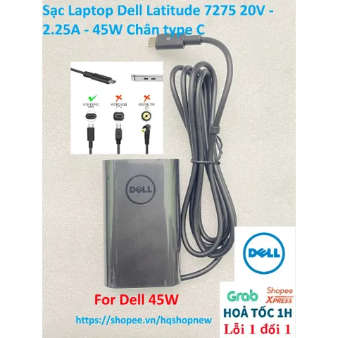 [Sạc zin] Sạc Laptop Dell Latitude 7275 20V - 2.25A - 45W Chân type C PHỤ KIỆN LAPTOP