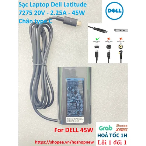 [Sạc zin] Sạc Laptop Dell Latitude 7275 20V - 2.25A - 45W Chân type C PHỤ KIỆN LAPTOP