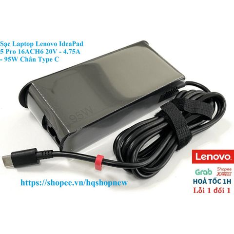 Sạc Laptop Lenovo IdeaPad 5 Pro 16ACH6 20V - 4.75A - 95W Chân Type C - Phụ Kiện An Toàn và Tiết Kiệm Năng Lượng