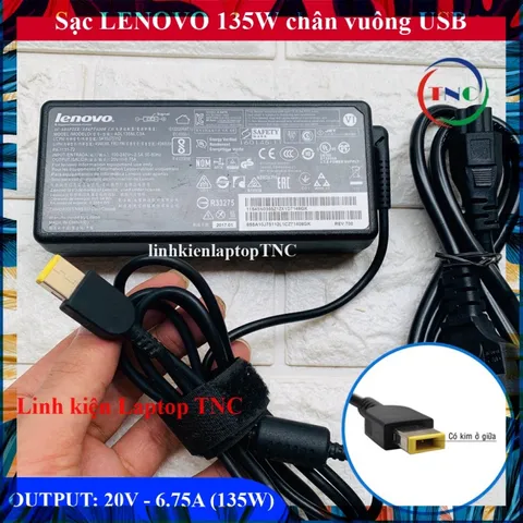Sạc Laptop Lenovo 135W 20V - 6.75A chân USB vuông dùng cho Legion Y520 Gaming Ideapad L340 ThinkPad W540 PHỤ KIỆN LAPTOP