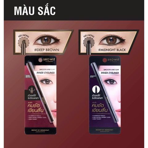 Kẻ Viền Mắt Browit Chống Nước 0.1g - Sáp Mỏng Dễ Dùng, Đen Sắc Nét, Tạo Hình Đôi Mắt Tự Nhiên, Đậm Đà, Thái Lan