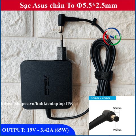 Sạc Laptop ASUS 19V 3.42A 65W Chân To 5.5mm - Phụ Kiện Zin Bảo Hành 12 Tháng - Thay Thế Chất Lượng Cao