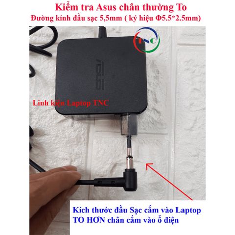 Sạc Laptop ASUS 19V 3.42A 65W Chân To 5.5mm - Phụ Kiện Zin Bảo Hành 12 Tháng - Thay Thế Chất Lượng Cao