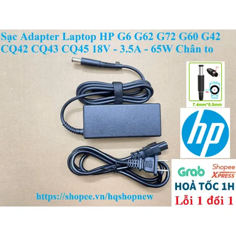 [Sạc zin] Sạc Adapter Laptop HP G6 G62 G72 G60 G42 CQ42 CQ43 CQ45 18V - 3.5A - 65W Chân to PHỤ KIỆN LAPTOP