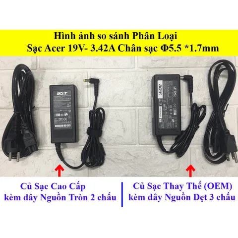 🔝 SẠC LAPTOP ACER 19V-3.42A (ADAPTER ACER 19V-3.42A) - TẶNG DÂY NGUỒN