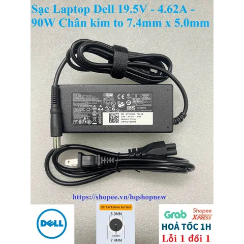 Sạc Laptop Dell 19.5V - 2.31A - 45W / 19.5V - 3.34A - 65W / 19.5V - 4.62A - 90W Chân to Chân nhỏ Sạc máy tính Dell PHỤ K