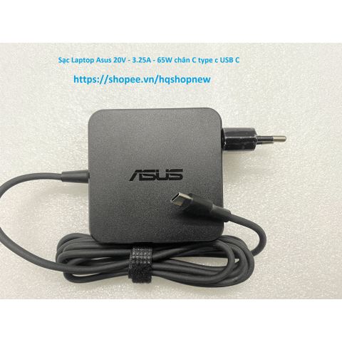Sạc Laptop Asus 20V - 3.25A - 65W USB-C Chính Hãng, Phụ Kiện An Toàn Cho Laptop, Tiết Kiệm Điện, Đen