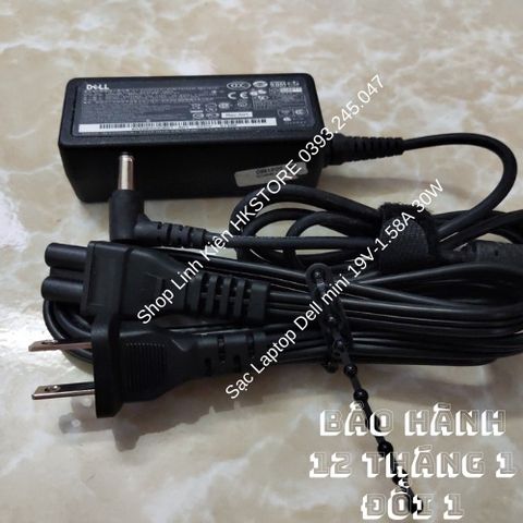 Sạc Laptop Dell Mini 19V-1.58A 30W Chính Hãng Cho Dell Inspiron Mini 9 10 12 – Bảo Hành 24 Tháng, Tặng Dây Nguồn