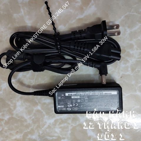 Sạc Laptop Dell Mini 19V-1.58A 30W Chính Hãng Cho Dell Inspiron Mini 9 10 12 – Bảo Hành 24 Tháng, Tặng Dây Nguồn
