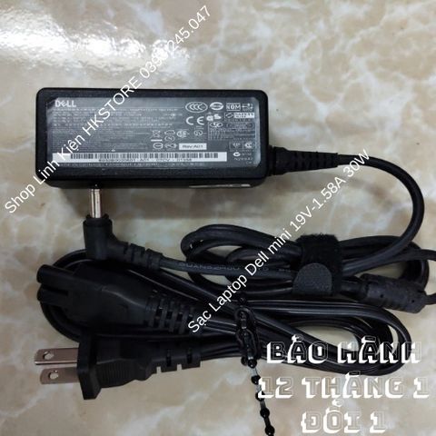 Sạc Laptop Dell Mini 19V-1.58A 30W Chính Hãng Cho Dell Inspiron Mini 9 10 12 – Bảo Hành 24 Tháng, Tặng Dây Nguồn