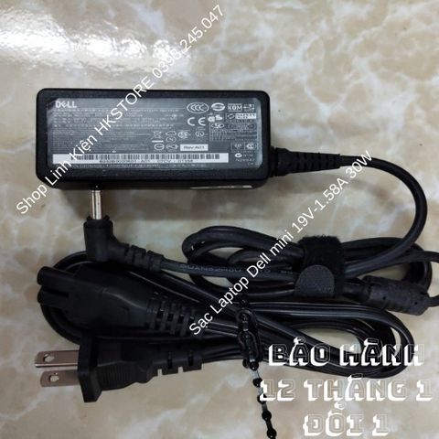 Sạc Laptop Dell Mini 19V-1.58A 30W Chính Hãng Cho Dell Inspiron Mini 9 10 12 – Bảo Hành 24 Tháng, Tặng Dây Nguồn