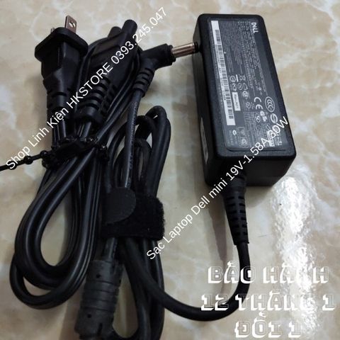 Sạc Laptop Dell Mini 19V-1.58A 30W Chính Hãng Cho Dell Inspiron Mini 9 10 12 – Bảo Hành 24 Tháng, Tặng Dây Nguồn
