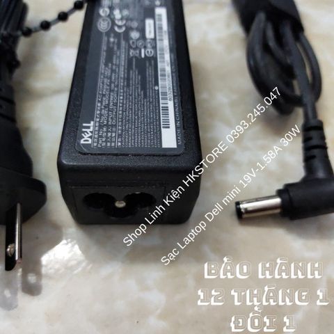 Sạc Laptop Dell Mini 19V-1.58A 30W Chính Hãng Cho Dell Inspiron Mini 9 10 12 – Bảo Hành 24 Tháng, Tặng Dây Nguồn